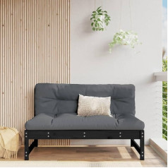 ‎Homgoday Homgoday Garden Middle Sofa Black 120x80cm Solid Wood Pine Sofas Outdoor Bed Sofa Couch Garden Sofa Living Room Patio Outdoor Furniture