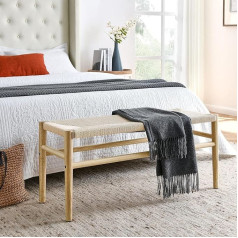 Eclyl ECLY Woven Bench for Bedroom, Bed Bench, 100.3 cm, Wooden Bench, Dining Bench, Entrance Bench with Solid Rubber Wood, Bed Bench for Bedroom, Entrance, Living Room, Kitchen (Natural)