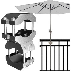 KD-TECH Stable Parasol Holder – Parasol Stand for Balcony and Round, Square Railings – Secure Parasol Attachment without Drilling