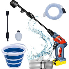 Fanztool Mobile Battery Pressure Washer with Battery 2000 mAh, 24 Bar with Brushless, Pressure Washer Battery 6-in-1 Multifunctional Nozzle, Portable Pressure Washer Pressure Gun for Bicycle, Car,