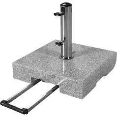 doppler Granite Parasol Stand With Pull-Out Handle 45 Kg - High-Quality Base With Stainless Steel Tube - With 2 Wheels And Pull Handle