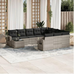 ‎Homgoday Homgoday Gartensofa-Set 11-teilig mit Kissen aus Polyrattan grau, Möbel Set Schlafsofa Wohnzimmer Couch, Set Sofa für den Außenbereich für den Garten, Outdoor-Möbel Typ3253069