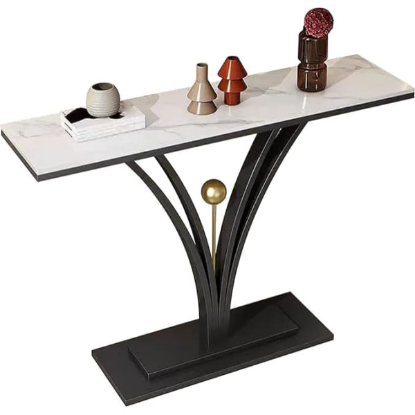Zxdrybhd Console Table, Modern Console Table, Sofa Accent Table, with Marble Top, High Temperature Resistance, Easy to Assemble (Black, X-Large)