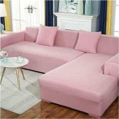 Godeni Elastisches Ecksofa Chaise Covers for Wohnzimmer Lounge Sessel 3-Sitzer-Sets Elastische Couch-Sitz Silipcover Haustiermöbel Sofagarnitur (Color : Pink, Size : 4seats 235-300cm-1pc)