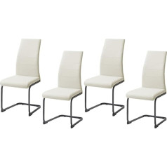 Hti Living Sally P Cantilever Dining Chairs PU Beige Faux Leather Set of 4