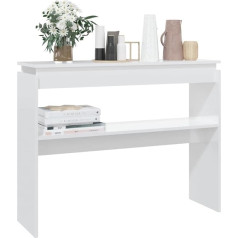 Homvdxl Console Table, Narrow Console Table with 2 Tier Open Shelves, Small Hallway Table, Narrow Sofa Table Behind Couch, Accent Table for Small Spaces, Living Room - White High Gloss