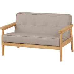 Dgbaobei Kids Sofa PVC Leather Armrest Couch Wooden Frame Legs 2 Seater Kids Sofas for Boys Girls (Light Grey)