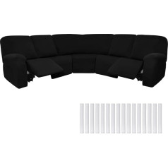 ‎Peryiter L-förmige Sofabezüge, 5-Sitzer, Sektionalsofabezug, Milchseide, Samt, Stretch-Sofabezug, Sofa-Schonbezug, Möbelschutz für Wohnzimmer, Schwarz, Milchseide, 7 Stück