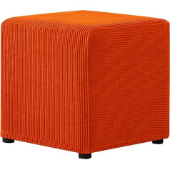 Fascinatdeco Stretch Stool Cover Rectangular Stool Footrest Protective Cover with Elastic Base, Checked Elastane Jacquard Fabric (Orange)