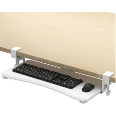 ‎Suptek suptek DSF1 Keyboard Tray, Keyboard Stand Under Desk Extendible with Sturdy C Clamp, 650 x 300 mm Extendible Platform Computer Keyboard Tray for Typing, White