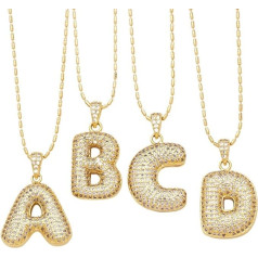 LODMLOER Bubble Zircon Initial Necklace - Exaggerated Hip Hop Sparkling Rhinestone Zircon Pop Letter Pendant 26 Az Initial Necklace Jewellery Gift Party Accessories