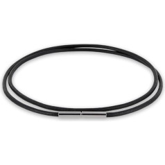 Auroris genuine leather chain, 2 mm, black, with tunnel twist lock made of stainless steel