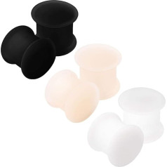 KJM Fashion Pack of 6 Silicone Black Skin Colour White Double Flared Jewellery