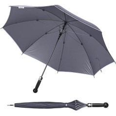 Sicherheitsschirm It Free Video Course | Large Extremely Stable Men's Security Defence Umbrella | Storm Proof | Self Defence Self Declaration | Self Defense | 90 cm Long, Black cover with reflective