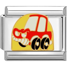 Quiges 9 mm Italian Style Charm Model Stainless Steel Red Car for Italy Charm Bracelets, Stainless Steel