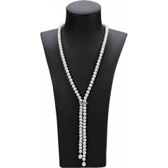 Ghxiag Long Pearl Necklace Fit for Women, Freshwater Pearl Necklace, Fashion Jewellery, Gift, Cloth Accessory (Gem Colour: White Pearl)