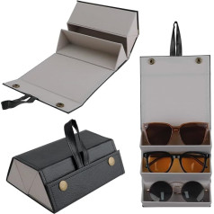 JUMRHFAN Sunglasses Organiser Travel Glasses Case Foldable Multiple Pairs Glasses Storage Box Hanging Glasses Holder Black