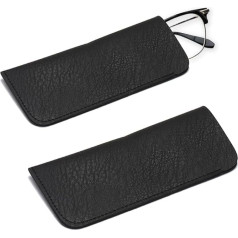 EODKSE Set of 2 Soft PU Leather Glasses Case, Portable Reading Glasses and Sunglasses Bags for Travel, Slip-in Design, Ideal for Men and Women when Travelling, black