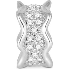 GNOCE Charms Stopper 925 Silver with Clear Crystal Stones Women's Irregular Ring Charms Suitable for All Bracelets and Necklaces, Silver