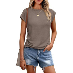 Cuptacc T-Shirt Women's Tops Summer Crew Neck Tops Women's Elegant Basic Blouse Short Sleeve Tank Top Business Outfit
