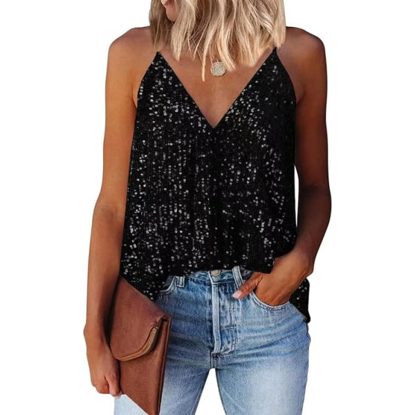 AirMood Women Sleeveless Sequin Vests Shimmer Top