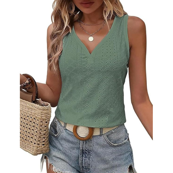 DUOEASE Women's Tank Top Summer 2025 V-Neck Casual Top Women's Sexy Sleeveless Elegant Tops Women