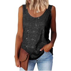 Suncife Womens Sequin Sleeveless Glitter Top
