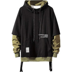 Moshtashio Men's Patchwork Hoodie with Contrast Colour Long Sleeve Basic Sweatshirt Pullover with Hood