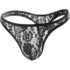 Bommi Fairy Men's G-String Lace Pattern Underwear Sexy Briefs Briefs Transparent Ultra Thin