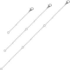 Adjustable Silver Chain Extension 925 Sterling Silver for Necklaces, Bracelets and Anklets - 3 Piece Set for DIY Jewellery Making