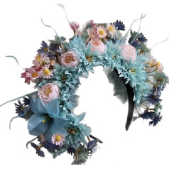 SHOOYIO Buntes Blumen Stirnband Kronen Haarkranz Hochzeit Party Kostüm Kopfbedeckung Für Braut Frauen Mädchen Strand Haarschmuck Blumen Kopfbedeckungen Für Mädchen