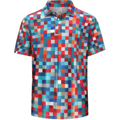 Men's Golf Polo Shirts Dry Fit Short Sleeve Printed Performance Casual Golf Polo Shirts for Men