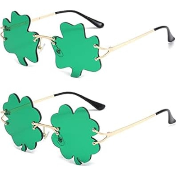 YAMEIZE St. Patrick's Day Green Four Leaf Ireland Sunglasses Leprechaun Costume Glasses Metal Frame Women Men Party