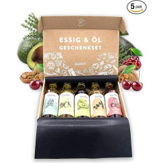 TIMBER TASTE® Vinegar & Oil Gift Set Women [Vitalising] - 5 Exquisite Vinegars & Cooking Oils [5 x 40 ml] - Cooking Box Chef Set - Special Gift Set for Mother's Day - Gift Box Mother's Day for Mum