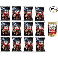 Riso Scotti Venere Snack Paprika, Brown Rice, Crispy and Delicious, Non-Fried Snack for Breaks and Aperitifs, Gluten Free, 100% Plant-Based, 12 x 50 g+ Italian Gourmet Polpa 400 g