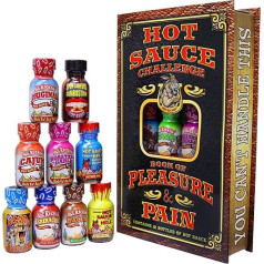ASS KICKIN' Hot Sauce Challenge Book Of Pleasure & Pain - 12 - 0.75 oz Bottle Gift Set - Perfect Premium Gourmet Hot Sauce Gift Set - Try It If You Dare!