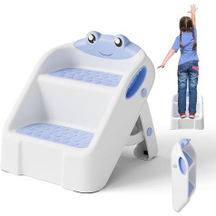 iBabyMax Toddler Step Stool, Easy Fold Step Stool for Toddlers with Non-Slip Surface and Alphabet Pattern, Lightweight and Cute Kids Step Stool for Potty Training