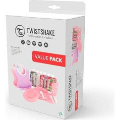 Twistshake Click-mat Mini Children's Crockery Set with 2 x Bibs, Drinking Bottle, 6 x Squeezies, BPA-Free, Pink, Purple