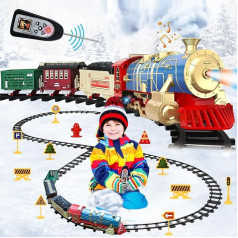Ulikey Electric Train for Children, Toy Train with Smoke, Light and Sound, Large Electric Railway with Rails, Christmas Train Around the Tree, Steam Train Gift from 3 Years