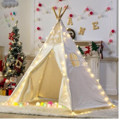 Teepee Tent for Children with Mat, Children's Tents Indoor Play Tent Playhouse, Toddlers Teepee 100% Cotton, Teepee Tents for Children Indoors, Children's Room Tent