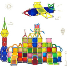 232 Pieces Puzzle Magnetic Building Blocks Toy Magnetic Building Kit Montessori Education Toy for Children Play Stacking Game with Magnetic Bricks and Sticks