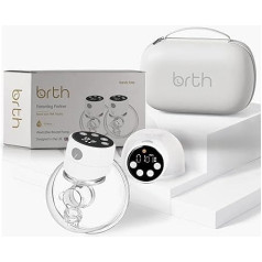 Birth Portable Double Electric Breast Pumps S12A with Storage Bag, LED Display, 2 Modes and 9 Suction Levels, Portable Hands Free with 24mm Flange, Quiet Pumps to Increase Your
