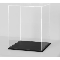 Acrylic Display Case, 9 x 9 x 13 Inch Acrylic Cube Boxes for Presentation, Clear Display Cases with Matte Black Base and Lid for Collectables and Figures
