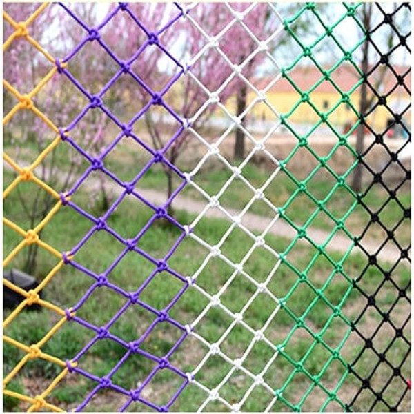 Kletternde Gurtbänder Kletternetz, buntes dekoratives Netz for Spielplatzdekoration, Indoor-Kletternetz for körperliches Training Gewebtes Trenngitter Sisalseil Zaungeflecht(3*3m(9.9*9.9ft))