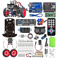 OSOYOO Model-3 Smart Robot Car Kit V2.0 Compatible with Arduino IDE Electronic Kit with UNO R3, Line Tracking Module, Ultrasonic Sensor, Bluetooth Module, Car Robot Toy