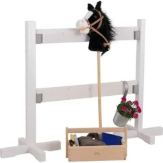 Hobby Horse Wooden Pasture Fence, Robust Design for Creative Riding Fun, Safely Painted, Versatile Indoor and Outdoor Use