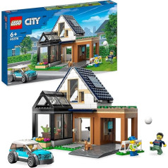 LEGO 60398 City Family House with Electric Car, Dollhouse Set with Toy Car and Accessories, Building with Modules, Modular Construction Toy for Children from 6 Years