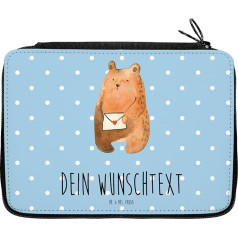Mr. & Mrs. Panda Personalised Pencil Case Bear Miss - Personalised Gifts, Girlfriend, Lovesickness, Teddy Bear, Boyfriend, Student, Teddy, Blue Personalized, Hand Drawn