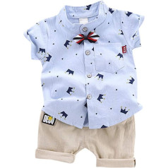 Rumity 1-4 Years Infant Baby Boys Dresses Set Cartoon T-Shirt Tops + Shorts Summer Outfits Baby Boys Clothing Sets Boys Short Sleeve Shirt Tops + Shorts Clothing for Babies