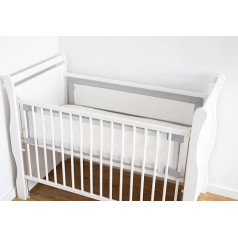 LOOLAY Cot Bumper for 140 x 70 cm Baby Cot - 2-Piece 130 x 30 cm Breathable Mesh Cot Bumper - Baby Cot Borders - Velcro Strong Attachment (Grey)